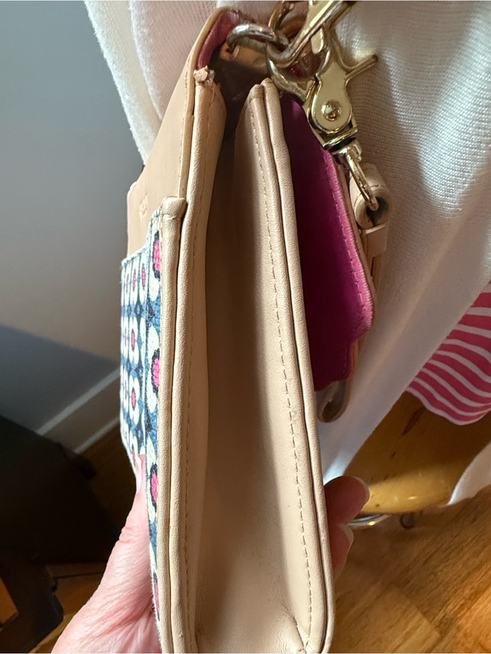 Spartina 449 Blush Pink Floral Linen/canvas fabric Crossbody - Picture 14 of 16